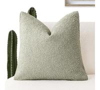 Foindtower Decorative Textured Boucle Throw Pillow Covers Accent Solid Pillow Cases Neutral Soft Cozy Couch Cushion Case for Chair Sofa Bedroom Living Room Home Decor 16x16 Inch,1PC,Dirty Sage Green