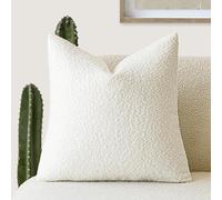 Foindtower Decorative Textured Boucle Throw Pillow Covers Accent Solid Pillow Cases Neutral Soft Cozy Couch Cushion Case for Chair Sofa Bedroom Living Room Home Decor 24 x 24 Inch,White, TBS2415