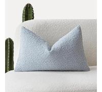 Foindtower Modern Textured Boucle Lumber Throw Pillow Covers Accent Solid Decorative Pillow Cases Cozy Couch Cushion Case for Sofa Bed Living Room Home Decor, 12 x 20 Inch, 1PC, Light Blue