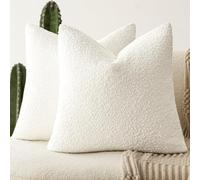 Foindtower Pack of 2, 20 x 20 Inch, Decorative Textured Boucle Throw Pillow Covers Accent Solid Pillow Cases Cozy Soft Couch Cushion Case for Chair Sofa Bedroom Living Room Home Decor, Cream White