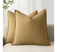 Foindtower Pack of 2, Decorative Linen Soild Throw Pillow Covers Soft Accent Cushion Case Boho Farmhouse Pillowcase for Couch Sofa Bedroom Living Room Home Decor 22 x 22 Inch Honey Mustard