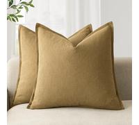 Foindtower Pack of 2, Decorative Linen Soild Throw Pillow Covers Soft Accent Cushion Case Boho Farmhouse Pillowcase for Chair Couch Sofa Bedroom Living Room Home Decor 18 x 18 Inch Honey Mustard