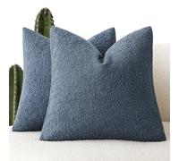Foindtower Pack of 2, Decorative Textured Boucle Throw Pillow Covers Accent Solid Pillow Cases Cozy Soft Couch Cushion Case for Chair Sofa Bedroom Living Room Home Decor 22x22 Inch Dark Blue