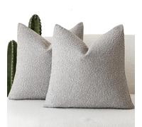 Foindtower Pack of 2, Decorative Textured Boucle Throw Pillow Covers Accent Solid Pillow Cases Cozy Soft Couch Cushion Case for Chair Sofa Bedroom Living Room Home Decor 22 x 22 Inch Neutral Grey