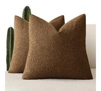 Foindtower Pack of 2 Modern Textured Boucle Throw Pillow Covers Accent Solid Decorative Pillow Cases Cozy Woven Couch Cushion Case for Chair Sofa Bedroom Living Room Home Decor 20x20 Inch Hazel Brown