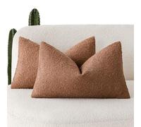 Foindtower Pack of 2 Textured Boucle Throw Pillow Covers Accent Solid Decorative Lumbar Pillow Cases Soft Couch Cushion Case for Chair Sofa Bedroom Living Room Home Decor 12x20 Inch Burnt Orange Hazel