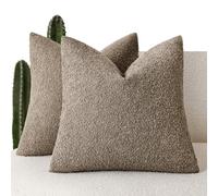 Foindtower Pack of 2 Textured Boucle Throw Pillow Covers Accent Solid Decorative Pillow Cases Cozy Woven Couch Cushion Case for Chair Sofa Bedroom Living Room Home Decor 20x20 Inch Light Brown