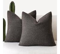 Foindtower Pack of 2 Textured Boucle Throw Pillow Covers Accent Solid Decorative Pillow Cases Cozy Woven Decorative Couch Cushion Case for Sofa Bedroom Living Room Home Decor, 18 x 18 Inch,Dark Brown