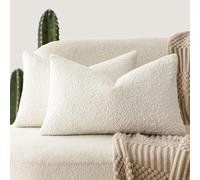 Foindtower Pack of 2 Textured Boucle Throw Pillow Covers Accent Solid Lumbar Cases Cozy Soft Decorative Couch Cushion Case for Chair Sofa Home Decor, 12 x 20 Inch, White (TBPC-White-12 * 20)