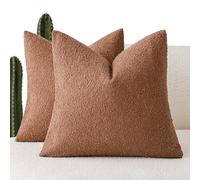 Foindtower Pack of 2 Textured Boucle Throw Pillow Covers Accent Solid Pillow Cases Cozy Soft Decorative Couch Cushion Case for Chair Sofa Bedroom Living Room Home Decor 18x18 Inch Burnt Orange Hazel