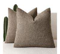 Foindtower Pack of 2 Textured Boucle Throw Pillow Covers Accent Solid Pillow Cases Cozy Soft Decorative Couch Cushion Case for Chair Sofa Bedroom Living Room Home Decor 18x18 Inch Light Brown