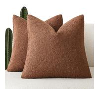 Foindtower Pack of 2 Textured Boucle Throw Pillow Covers Accent Solid Pillow Cases Cozy Soft Decorative Couch Cushion Case for Chair Sofa Bedroom Living Room Home Decor 20x20 Inch Red Taupe