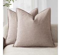 Foindtower Set of 2, Decorative Linen Soild Throw Pillow Covers Soft Accent Euro Cushion Case Boho Farmhouse Pillowcase for Chair Couch Sofa Bedroom Living Room Home Decor 22 x 22 Inch Dusty Pink