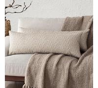 Foindtower Set of 2 Decorative Long Body Lumbar Throw Pillow Covers Vintage Accent Farmhouse Cushion Covers Neutral Home Decor for Sofa Couch Chair Bedroom Living Room,14×36 Inch,Ivory Beige