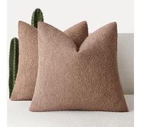 Foindtower Set of 2, Decorative Textured Boucle Throw Pillow Covers Accent Solid Pillow Cases Neutral Couch Cushion Case for Chair Sofa Bedroom Living Room Home Decor 26x26 Inch Dusty Orange Hazel