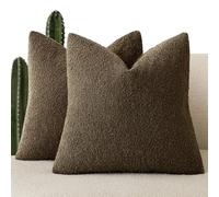 Foindtower Set of 2, Decorative Textured Boucle Throw Pillow Covers Accent Solid Pillow Cases Neutral Soft Couch Cushion Case for Chair Sofa Bedroom Living Room Home Decor 26x26 Inch Chocolate
