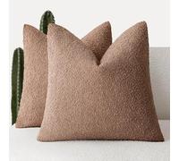 Foindtower Set of 2, Decorative Textured Boucle Throw Pillow Covers Accent Solid Pillow Cases Neutral Couch Cushion Case for Chair Sofa Bedroom Living Room Home Decor 26x26 Inch Dusty Orange Hazel
