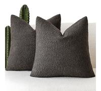 Foindtower Set of 2, Decorative Textured Boucle Throw Pillow Covers Accent Solid Pillow Cases Neutral Soft Cozy Couch Cushion Case for Chair Sofa Bedroom Living Room Home Decor 24 x 24 Inch Dark Brown