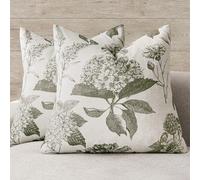 Foindtower Set of 2 Linen Floral Throw Pillow Covers Neutral Vintage Print Decorative Cushion Covers Farmhouse Boho Home Decor for Sofa Chair Couch Bedroom Living Room,22×22 Inch,Sage Green