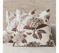Foindtower Set of 2 Linen Floral Throw Pillow Covers Vintage Accent Print Decorative Cushion Covers Farmhouse Boho Home Decor for Sofa Chair Couch Bedroom Living Room Outdoor,22×22 Inch,Dark Brown