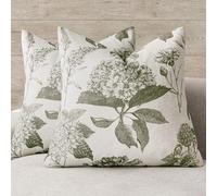 Foindtower Set of 2 Linen Floral Throw Pillow Covers Vintage Accent Print Decorative Cushion Covers Farmhouse Boho Home Decor for Sofa Chair Couch Bedroom Living Room Outdoor,20×20 Inch,Sage Green