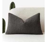 Foindtower Textured Boucle Throw Pillow Covers Accent Solid Lumbar Pillow Cases Cozy Soft Decorative Couch Cushion Case for Chair Sofa Bedroom Living Room Home Decor, 12 x 20 Inch,Dark Brown