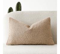 Foindtower Textured Boucle Throw Pillow Covers Accent Solid Lumbar Pillow Cases Cozy Soft Decorative Couch Cushion Case for Chair Sofa Bedroom Living Room Home Decor, 12 x 20 Inch,Taupe Khaki Camel