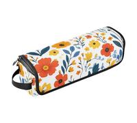 Foiosoh 2-in-1 Curling Iron Travel Case and Heat Resistant Mat Portable Hair Styling Tool Organizer for Flat Irons, Straighteners, Curling Irons, Spring Small Flower Pattern White