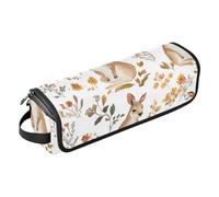 Foiosoh 2-in-1 Curling Iron Travel Case with Heat Resistant Pad Heating Tools Travel Bag Organizer for Hot Tools Curling Iron Flat Irons Hair Volumizer Styler, Aesthetic Animal White
