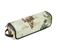 Foiosoh 2-in-1 Curling Iron Travel Case with Heat Resistant Pad Removable Hair Styling Accessories Organizer for Flat Irons, Straighteners, Curling Irons, Western Cowboy Green