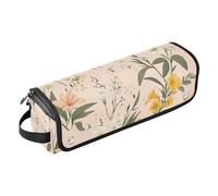Foiosoh 2-in-1 Curling Iron Travel Case with Heat Resistant Pad Waterproof Portable Open Flat Travel Bag for Flat Iron Hot Tools and Haircare Accessories, Vintage Flowers