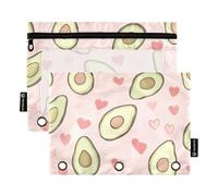 Foiosoh 2 pack Cute Avocado Heart Peach pencil poucheses for 3 Rings Binder multifunctional Binder pencil pouches with Zipper Pulls for School Office College Supplies