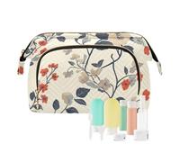 Foiosoh Aesthetic Butterfly White Makeup Bags Waterproof Cosmetic Organizer Bag Women's Coin Purse for Toiletry Travel, lovely flowers beige, One Size, Cartoon