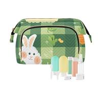 Foiosoh Beautiful Flowers Peach and Blue Travel Bag Portable Hanging Toiletry Bag Women Wallet for Cosmetic Travel, Easter Day lamb check green, 1 size, Cartoon, Easter day lamb check green, 1 size,