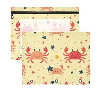 Foiosoh Binder Clear Pen Holder Case for A4 Paper Letter 2 Pack Teacher Classroom Supplies Star and Crab Yellow