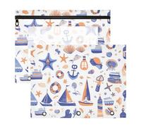 Foiosoh Binder Pouches Portable Pocket Folders for A4 Paper Letter 2 Pack Teacher School Supplies Deep Blue Boat
