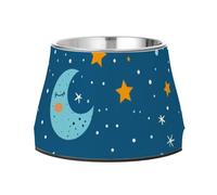 Foiosoh Blue Dot and Moon Dogs Food Bowls Non Skid Stainless Steel Cats Basic Bowls for Slow Feed Cats Slow Down Eating
