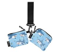 Foiosoh Blue Fish Freshness Dual Coin Purse Credit Card Holder Wallet Compact Size Credit Card Wallet Organizer with Keychain for Men Women 2 Packs, blue fish freshness, One Size, Modern