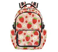 Foiosoh Blue Floral Clear Kid Backpack Water-Resistant See Through Bag Backpack for Boys Girls Kids, Age 7-18, Strawberry With Flowers, 12.6"x 7"x 17.3"