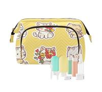 Foiosoh Bohemian Cats Hot Peach Cosmetic Bag, Waterproof Cosmetic Bag for Women, Change Purse for Cosmetic Storage, Yellow Bengal Cats, 1 SIZE, Cartoon