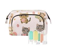 Foiosoh Bohemian Cats Hot Peach Cosmetic Bag Waterproof Cosmetic Travel Bags For Women Change Purse for Cosmetic Storage, Easter Bengal cats Blush, One Size, Cartoon