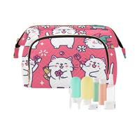 Foiosoh bohemian cats hot peach makeup bag waterproof cosmetic travel bags for women changing handbag for cosmetic storage, Bohemian Cats Hot Peach, 1 size, Cartoon