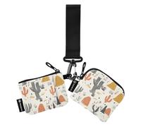 Foiosoh Boho Cactus and Wilderness Women's Change Wallet Card Cases Large Capacity Women Credit Card Case Coin Purse with Zipper Coin Pocket for Men Women 2 Packs, Boho Cactus and wilderness, One Size