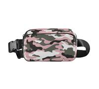 Foiosoh Camo Fanny Pack Red Peach White for Women Men Teens Multipurpose Travel Wallet with Adjustable Strap for Travel Running Hiking Peach White Camo, Camouflage White Peach, 1 size