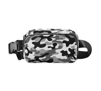 Foiosoh Camouflage Black White Fashionable Fanny Waist Pack for Women Men Teenagers Mini Crossbody Passport Bag with Adjustable Strap for Travel Running Hiking, Camouflage Black White, One Size