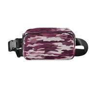 Foiosoh Camouflage Burgundy and White Stylish Fanny Waist Pack for Women Men Teens Multipurpose Crossbody Shoulder Bag with Adjustable Strap for Travel Shopping Running, Camouflage Burgundy and white