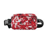 Foiosoh Camouflage Camouflage Red and White Trendy Crossbody Bag Waist Packs for Women Men Teens Waterproof Chest Bag Belt Bag with Adjustable Strap for Travel Shopping Running, Camouflage Camouflage