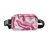 Foiosoh Camouflage Peach White Stylish Fanny Pack Waist Bag for Men Women Large Capacity Bum Belt Bag with Adjustable Strap for Travel Shopping Running, Camouflage peach white, One Size