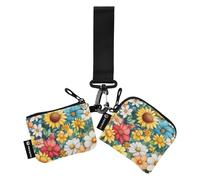 Foiosoh Carnation Basil Green Women's Change Wallet Card Cases Thin Flat Money Organizers with Keychain for Women Men 2 Pcs, Carnation Basil green, One Size, Modern