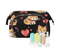 Foiosoh Cartoon Burmese Cats Purple Travel Bag Lightweight Cosmetic Bags With Zipper Women's Coin Purse Wallet for Cosmetic Storage, Lovely cats Black and red, One Size, Cartoon
